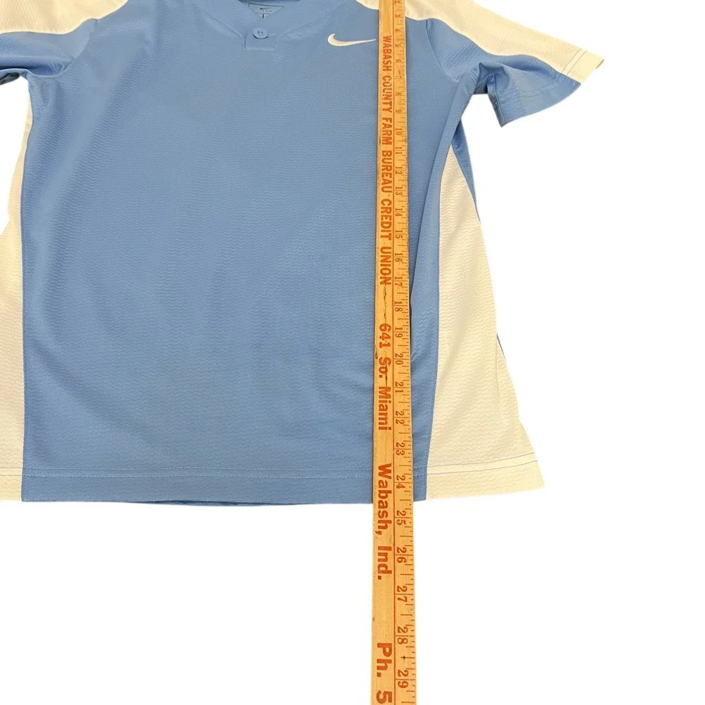 Nike‎ Baseball Jersey Boys Size Large Light Blue White Short Sleeve V Neck